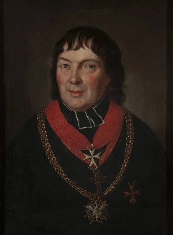 Portrait Of Alojzy Osinski 1770 1842 Mitred Prelate Of Olyka by Józef Pitschmann - Canvas Print