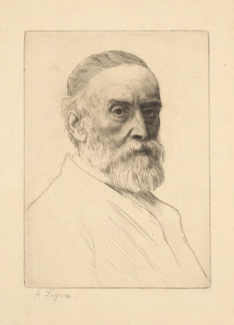 Portrait Of G F Watts R A by Alphonse Legros - Canvas Print