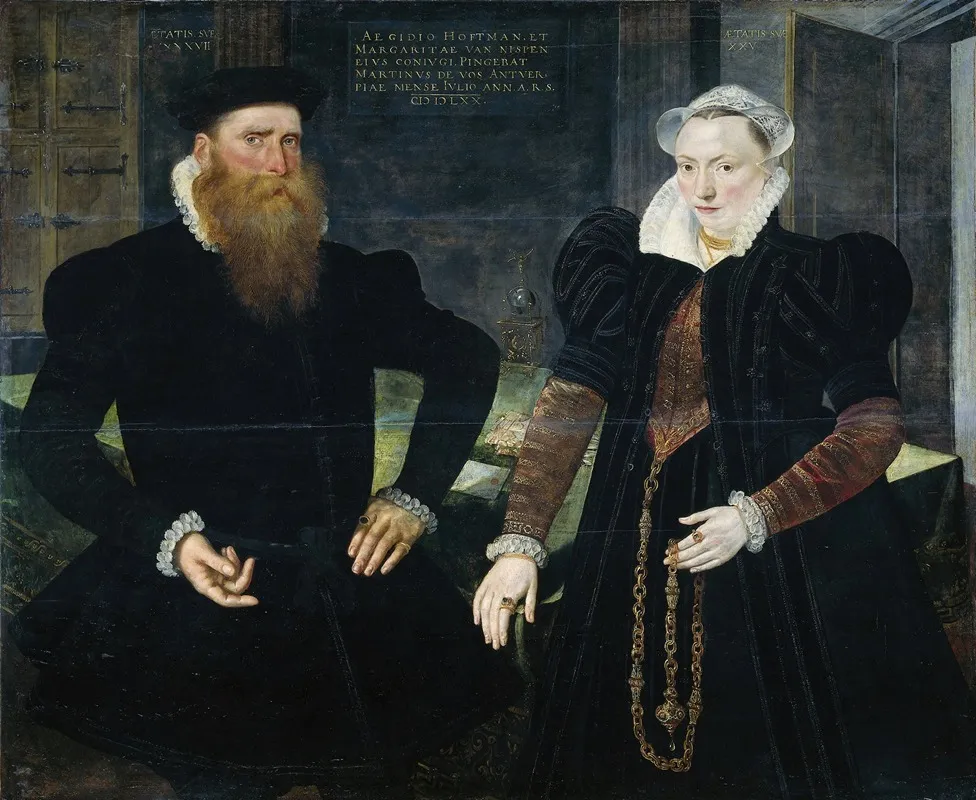 Portrait Of Gillis Hooftman Shipowner And His Wife Margaretha Van Nispen Gilles Van Eichelenberg Called Hoffman