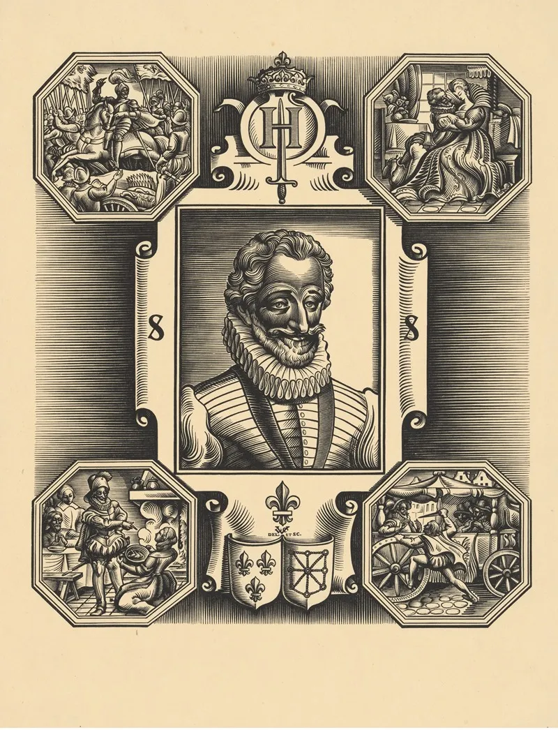 Portrait Of Henry Iv Surrounded By Scenes From His Life by Valentin le Campion - Canvas Print