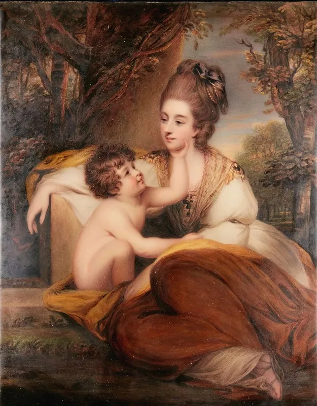 Portrait Of Lady Elizabeth Alicia Maria Herbert Later Countess Of Carnarvon And Her Son Charles Herbert
