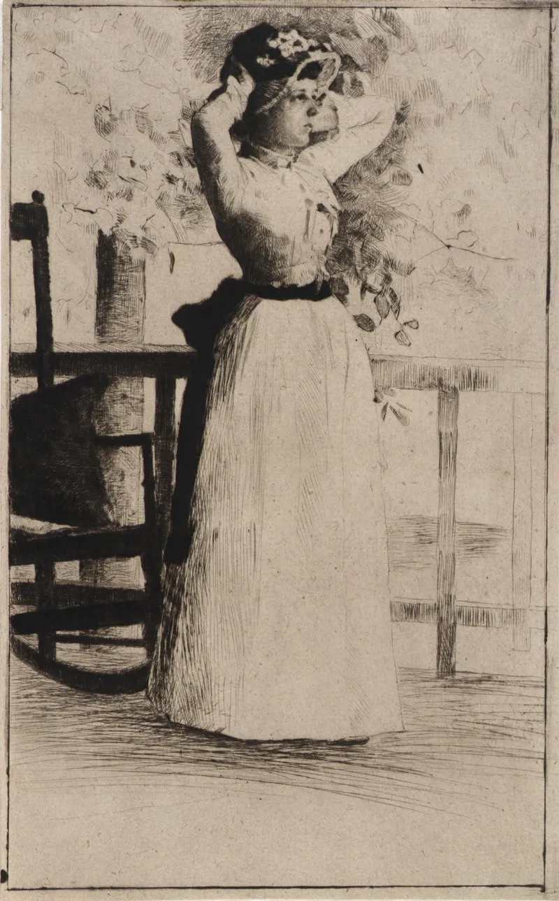 Portrait Of Miss Hoe by Julian Alden Weir - Canvas Print