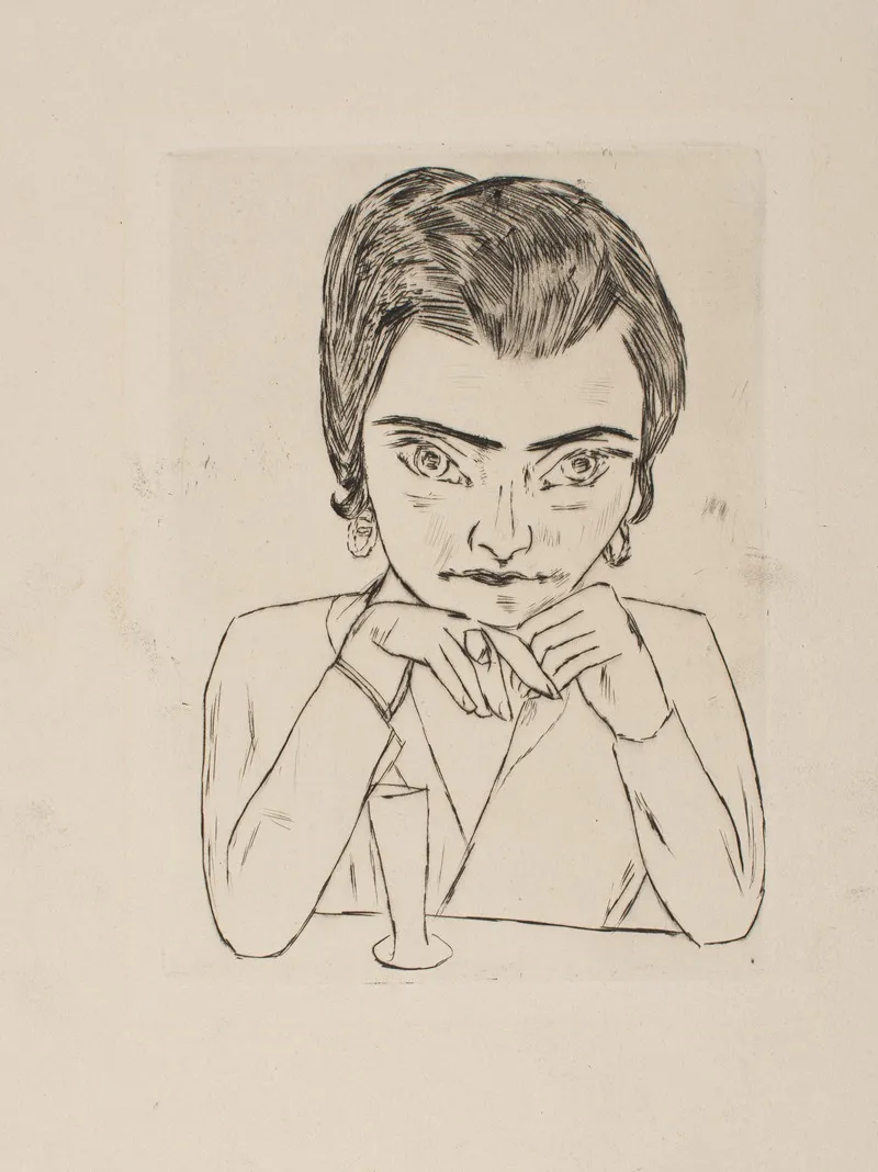 Portrait Of Naila Leaning On Her Arms With Glass