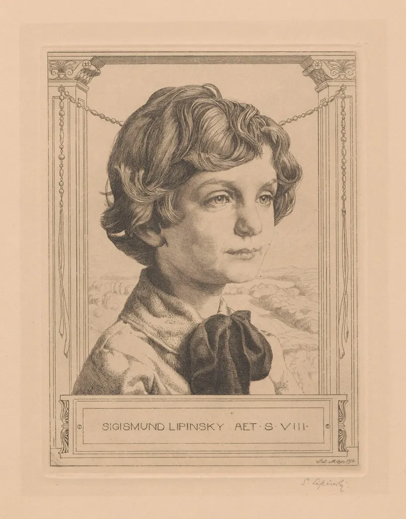 Portrait Of Sigismund Lin Lipinsky Artists Son At The Age Of Eight by Sigmund Lipinsky   - Canvas Print