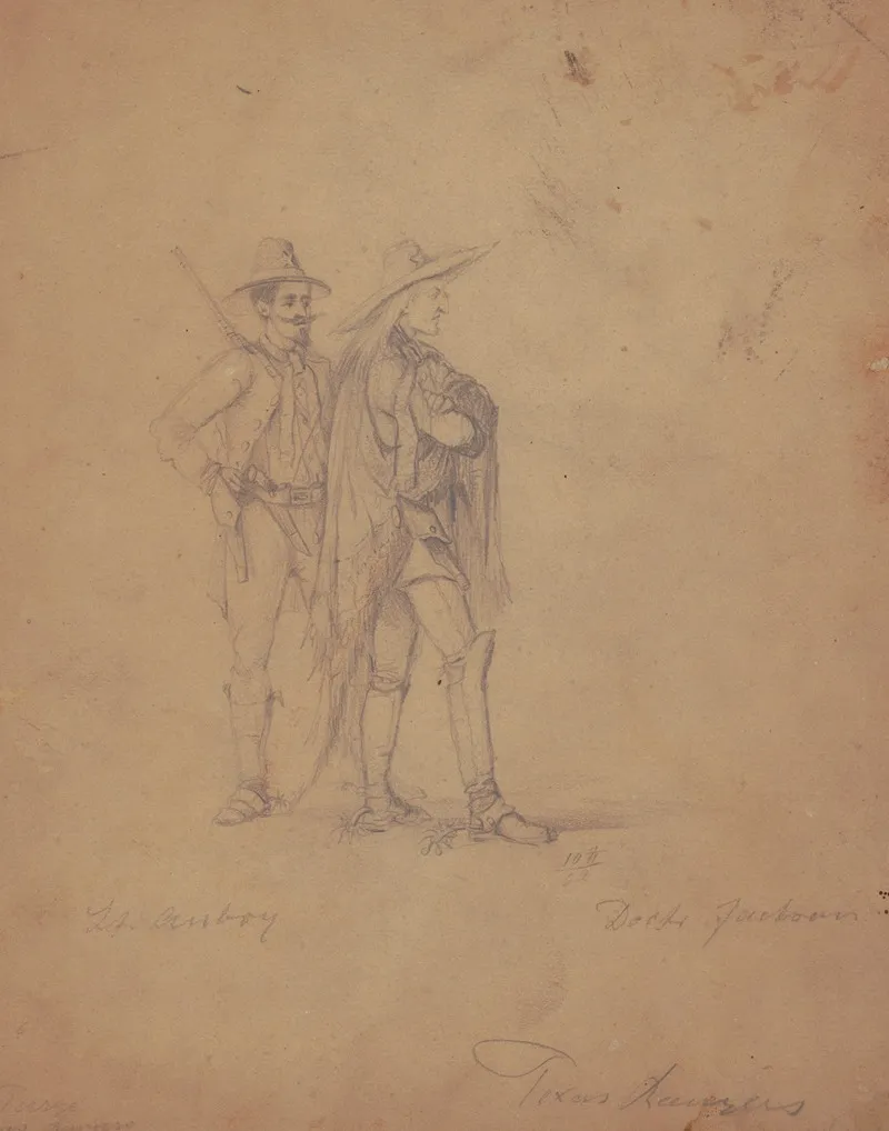 Portrait Of Two Texas Rangers Standing Facing Right by Adolph Metzner - Canvas Print