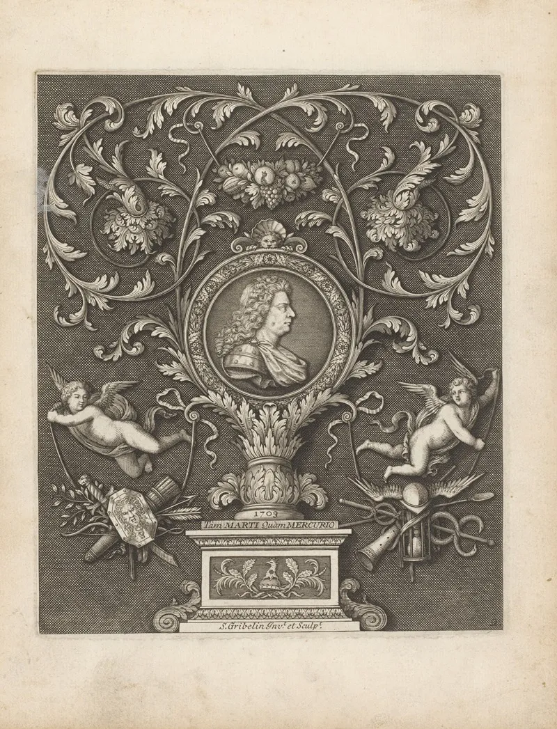 Portrait Of William Parsons With Leaf Ornaments And Putti