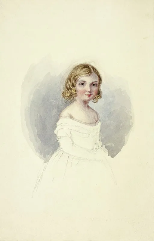Portrait Of Young Girl With Shoulderless Gown