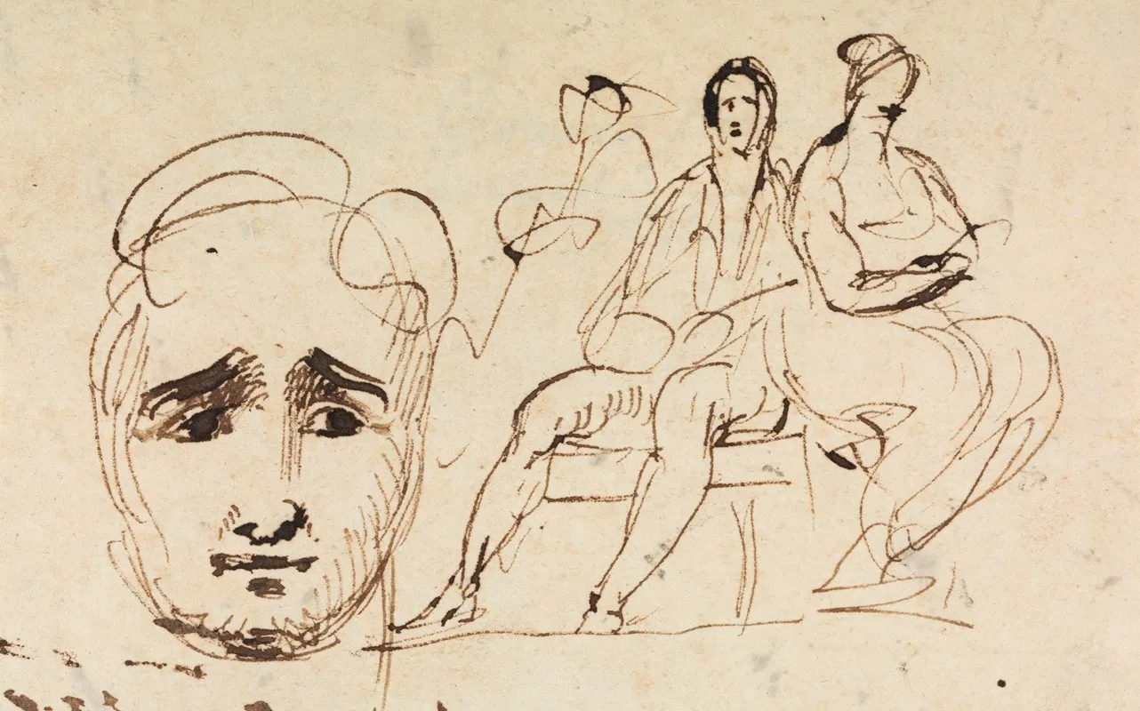 Portrait Sketch And Seated Figures