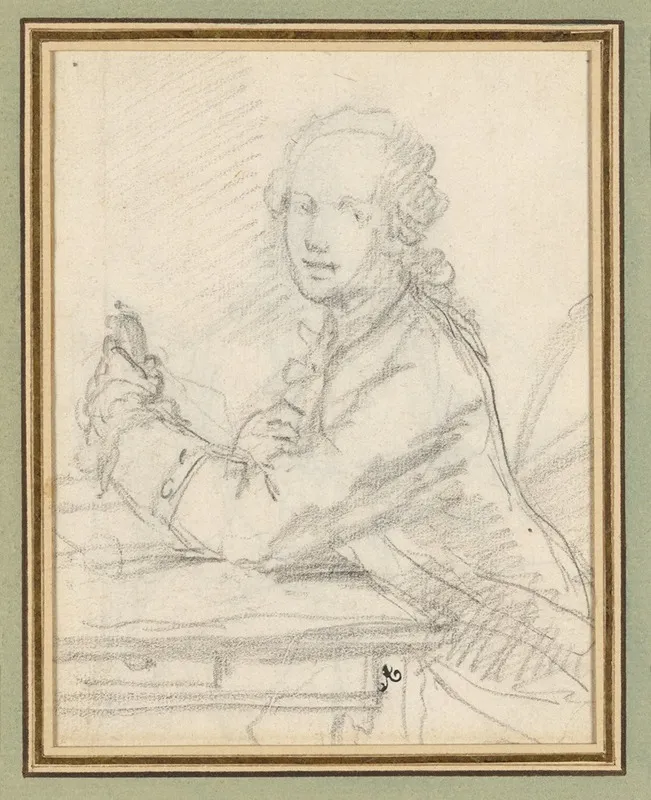 Portraits Of A Young Man by Augustin de Saint-Aubin - Canvas Print