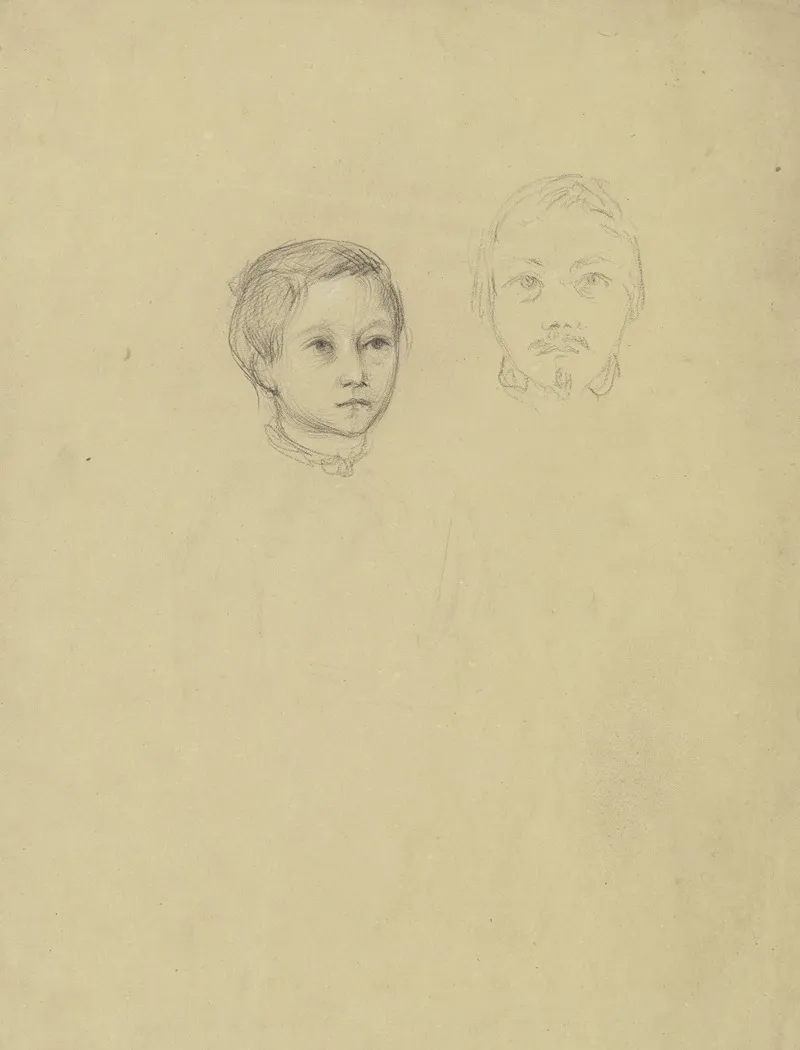 Portratkopf Eines Jungen Und Eines Mannes