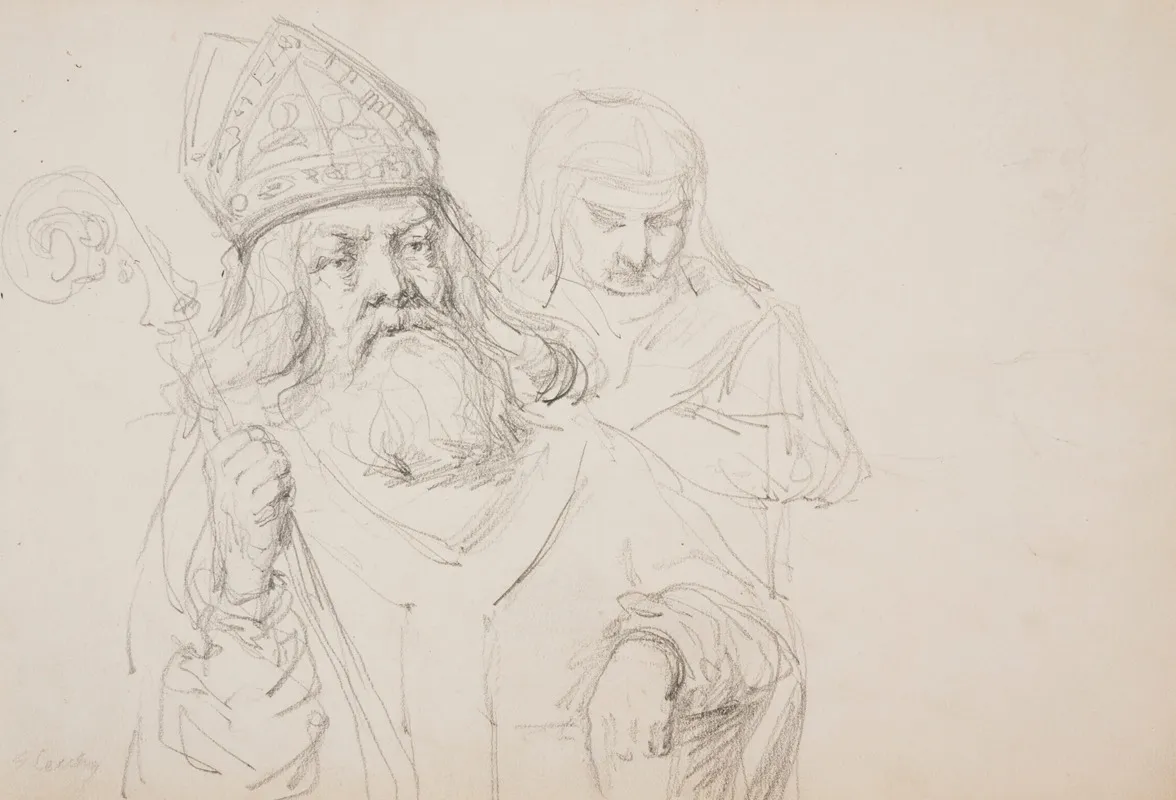 Portret Swietego Szkic by Stanisław Cercha - Canvas Print