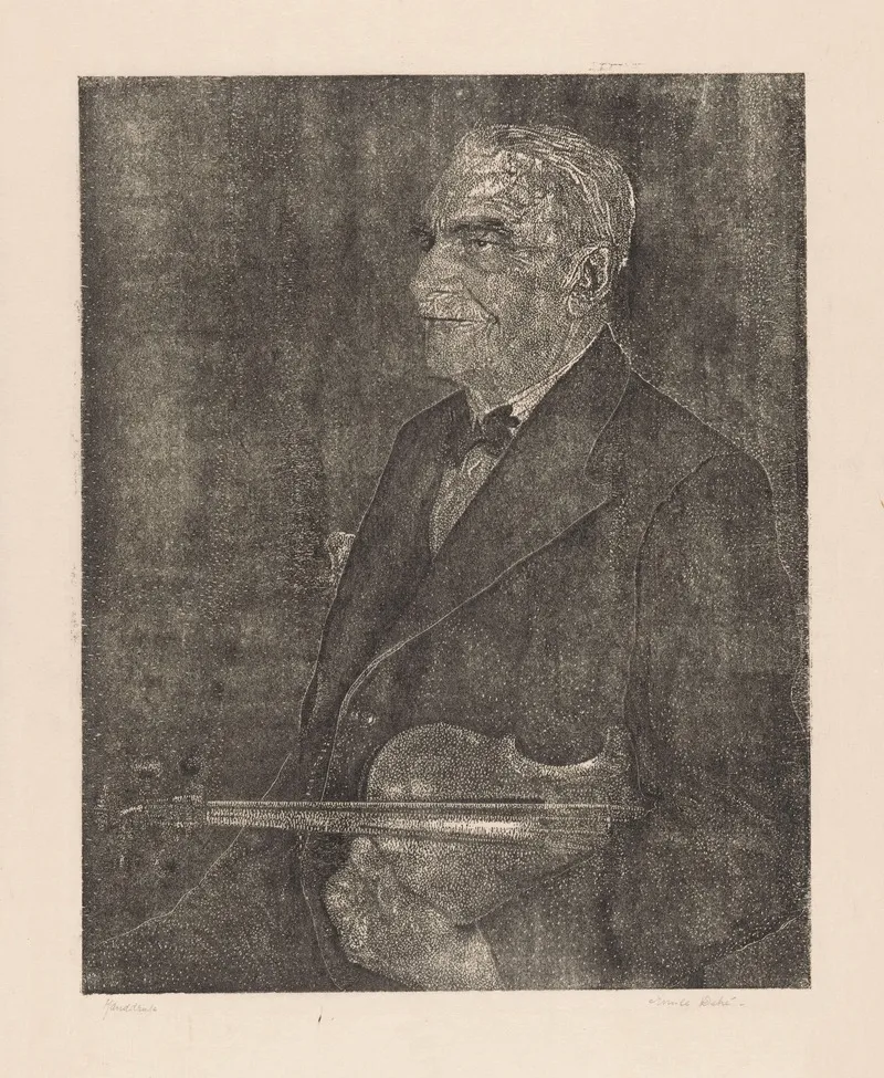 Portret Van De Vader Van De Kunstenaar Met Viool