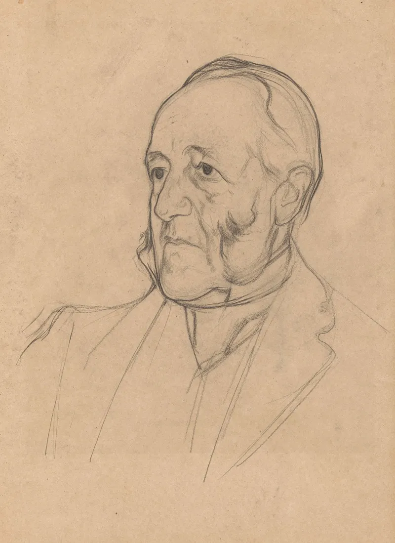 Portret Van Een Heer Met Bakkebaarden Naar Links