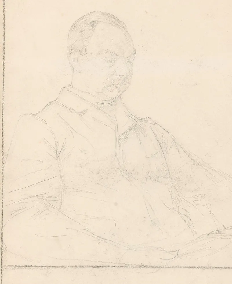 Portret Van Een Zittende Lezende Heer