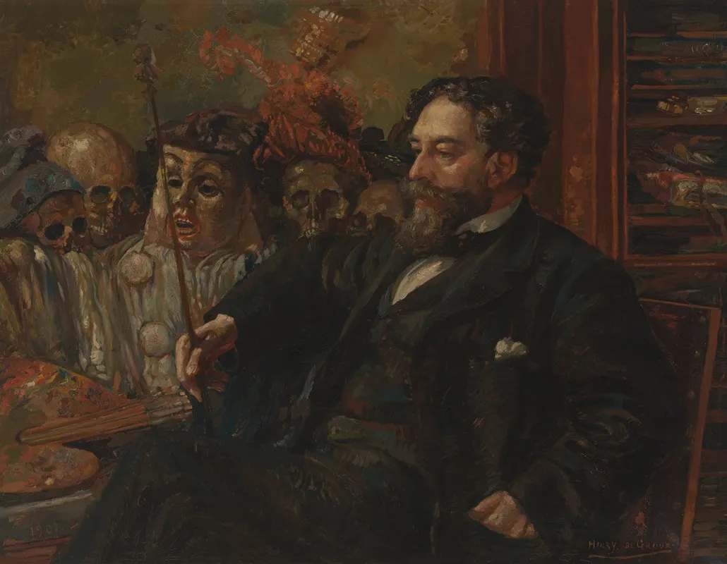 Portret Van James Ensor by Henry de Groux - Canvas Print