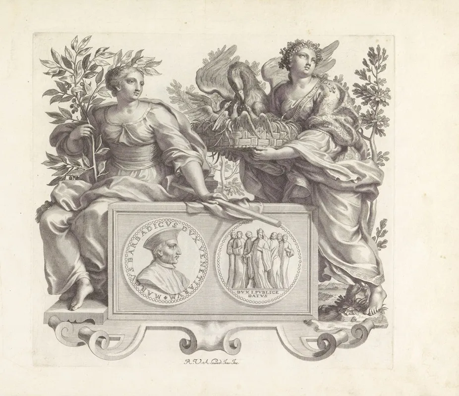 Portret Van Marco Barbarigo En De Personificaties Van Vrede En Goedheid by Robert van Audenaerde - Canvas Print