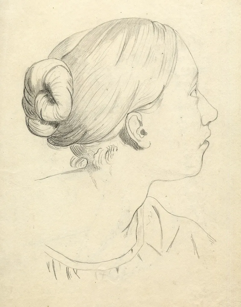 Portretstudie Van Een Jonge Vrouw Profiel 2 by Gérard Portielje - Canvas Print