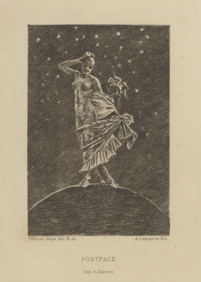 Postface La Femme Et La Folie Dominent Le Monde I by Félicien Rops - Canvas Print