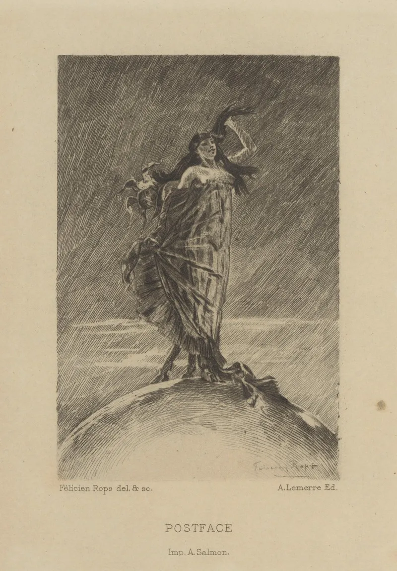 Postface La Femme Et La Folie Dominent Le Monde Ii by Félicien Rops - Canvas Print