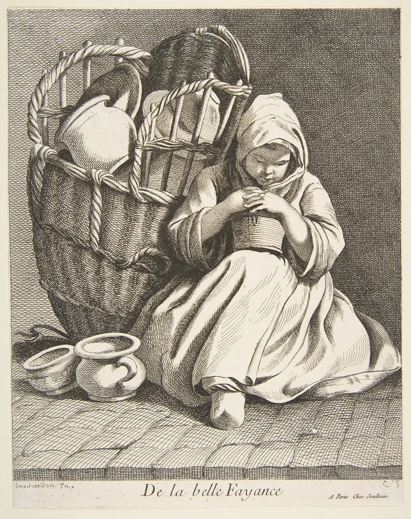 Pottery Peddler by Edmé Bouchardon - Canvas Print