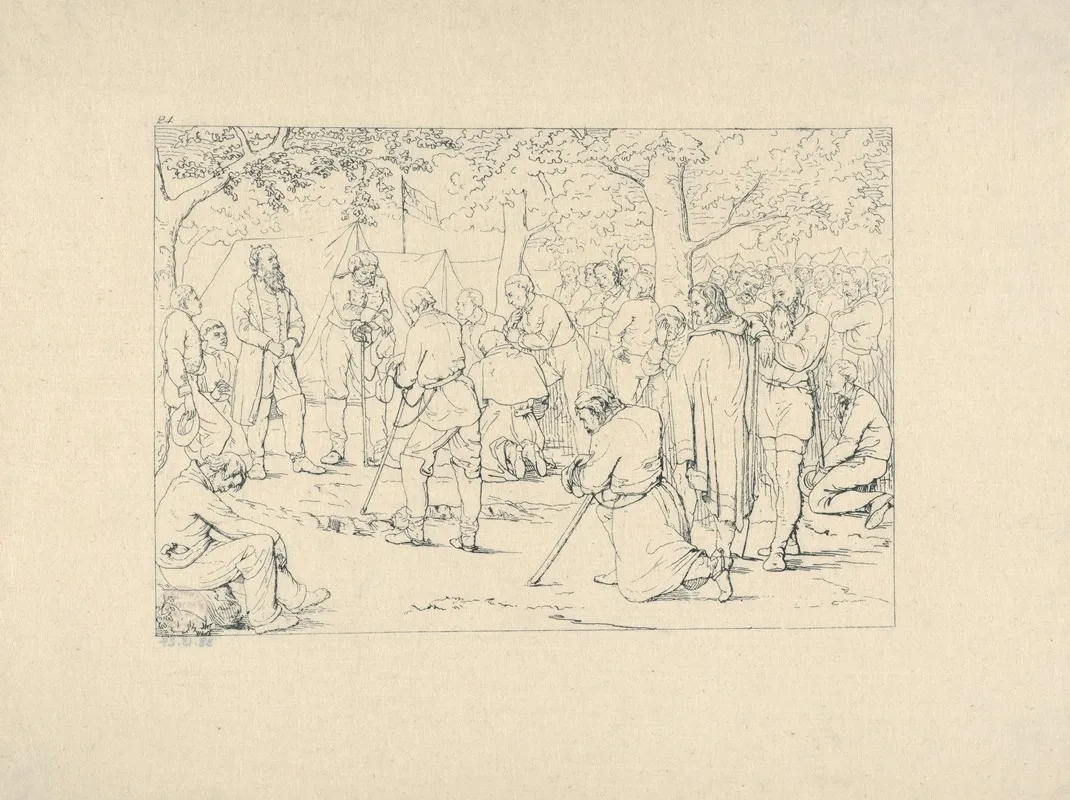 Prayer In Stonewall Jacksons Camp by Adalbert John Volck - Canvas Print