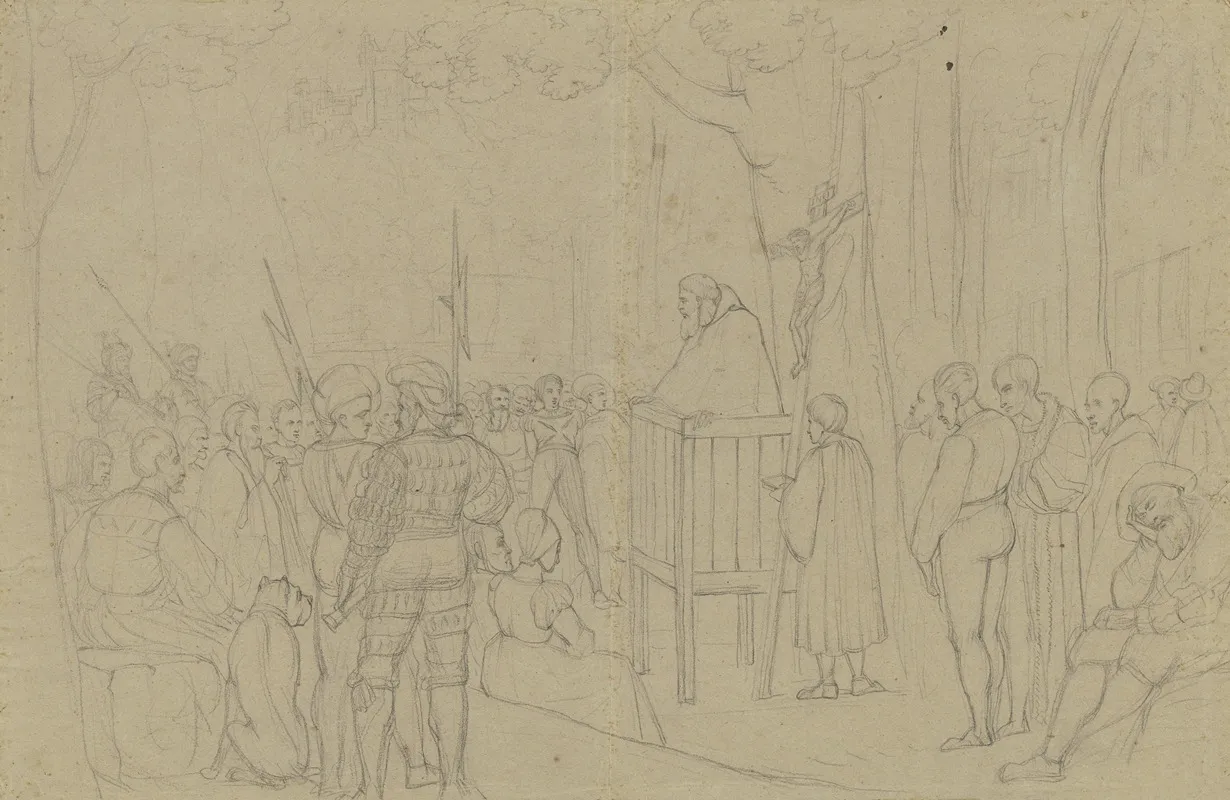 Predigt Eines Monches Im Walde by Franz Pforr - Canvas Print