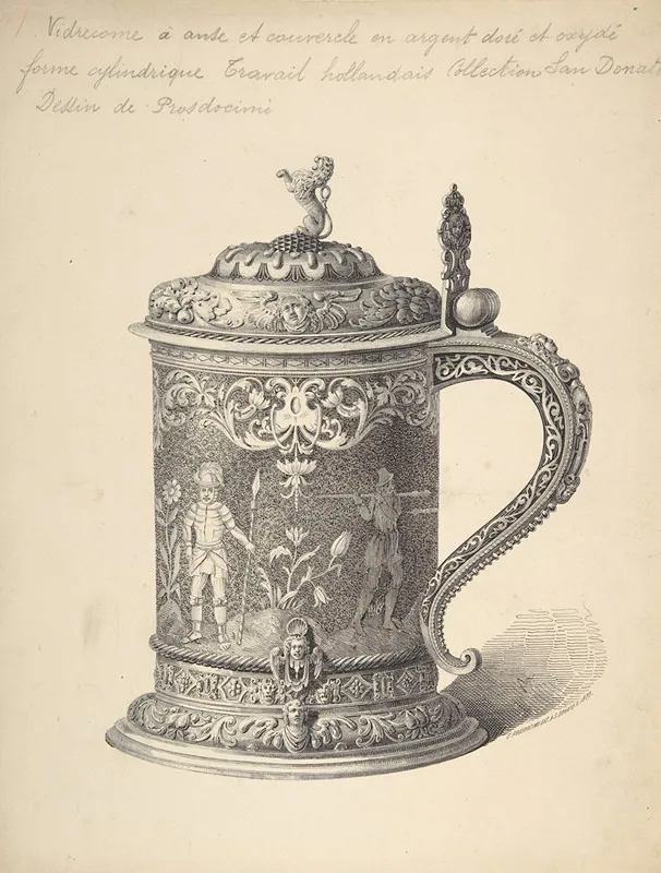 Preparatory Drawing For An Illustration Of A Seventeenth Century Dutch Tankard From The Demidov Collection