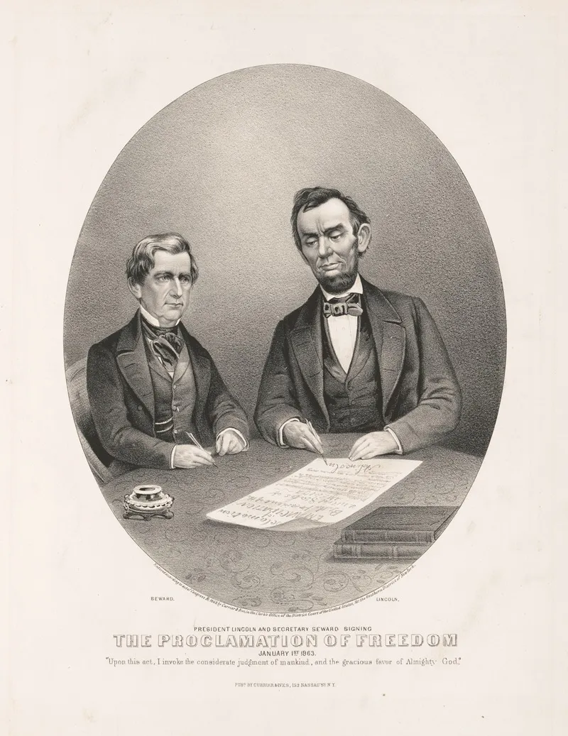 President Lincoln And Secretary Seward Signing The Proclamation Of Freedom January 1st 1863