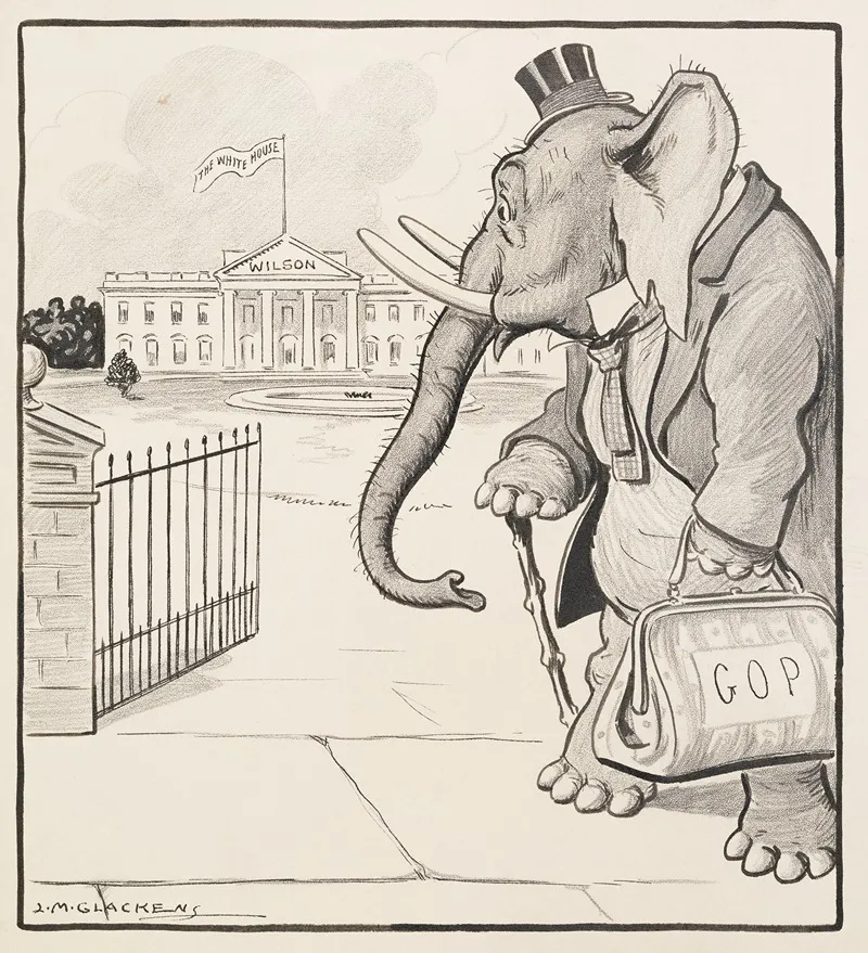 President Woodrow Wilson As A Lion Tamer