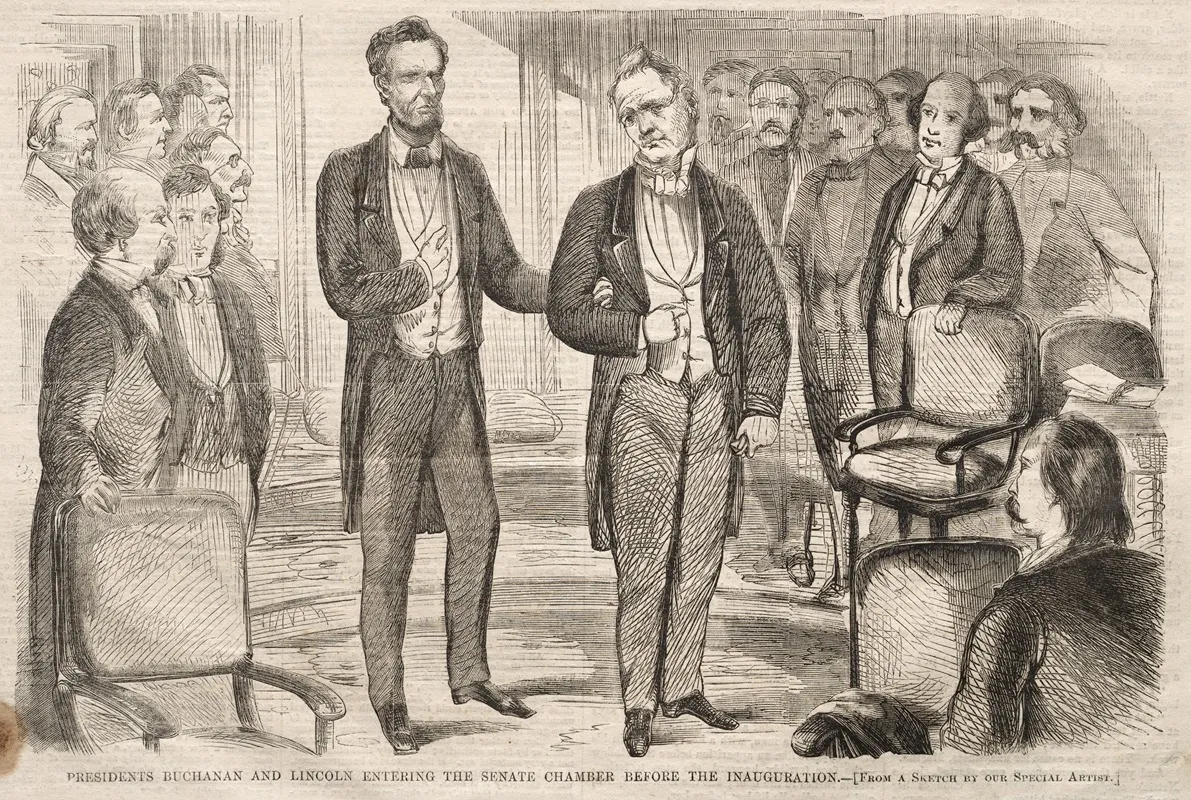 Presidents Buchanan And Lincoln Entering The Senate Chamber Before The Inauguration