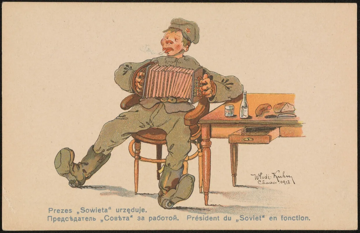 Prezes Sowieta Urzeduje by Włodzimierz Kühn - Canvas Print