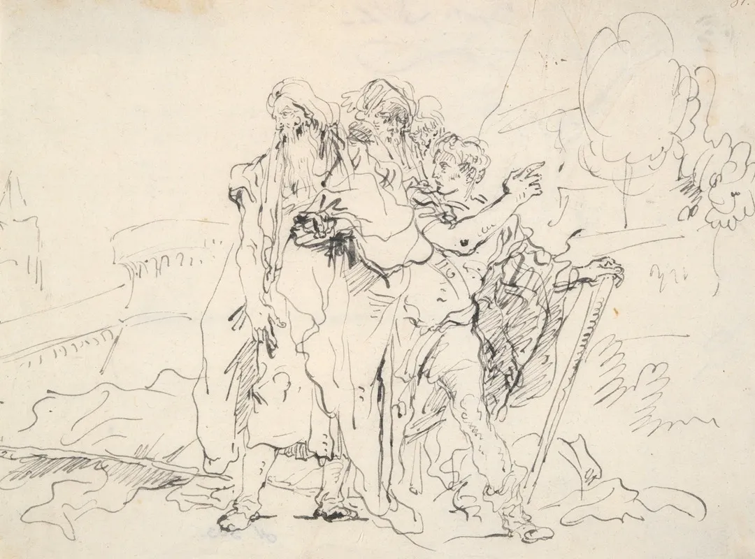 Priam And Companions Outside The Walls Of Troy
