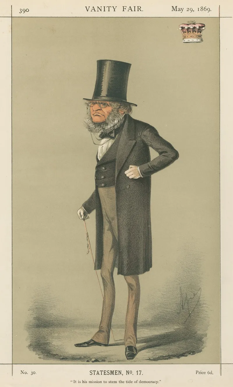Prime Ministers It Is His Mission To Stem The Tide Of Democracy The Earl Of Derby 29 May 1869 by Carlo Pellegrini - Canvas Print