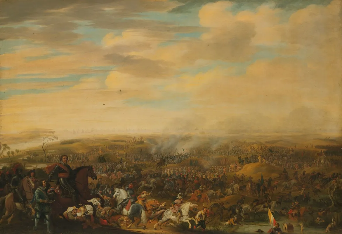 Prince Maurice At The Battle Of Nieuwpoort 2 July 1600 by Pauwels van Hillegaert - Canvas Print