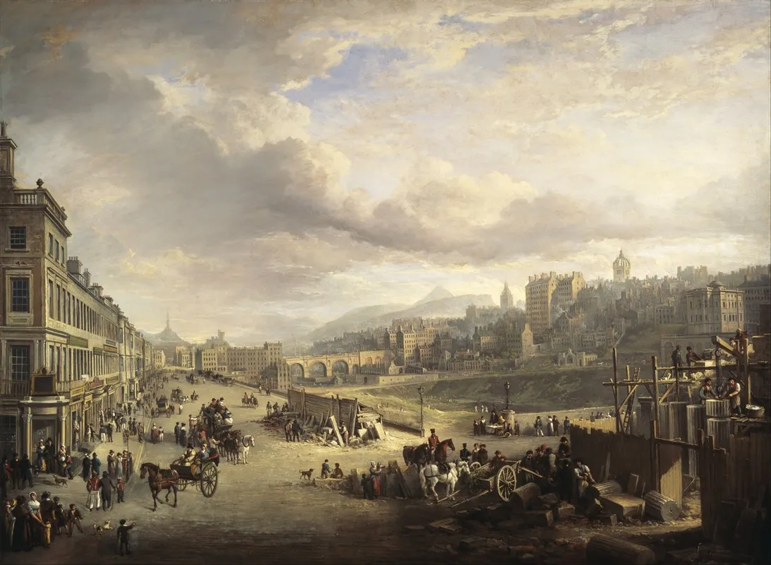 Princes Street With The Commencement Of The Building Of The Royal Institution by Alexander Nasmyth - Canvas Print
