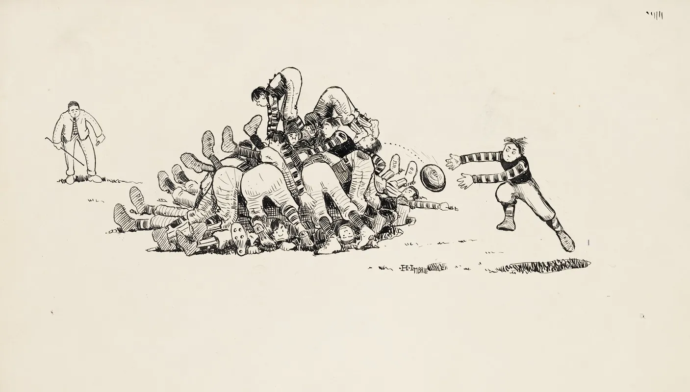 Princeton Football Almost All Members Of Both Teams Are Piled Up Trying To Find The Ball Which Comes Loose A Princeton Player Tries To Catch It by Harold Imbrie - Canvas Print