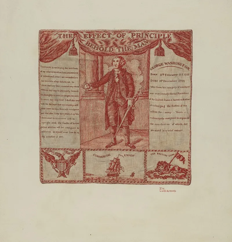 Printed Textile Of George Washington by Joseph Lubrano - Canvas Print