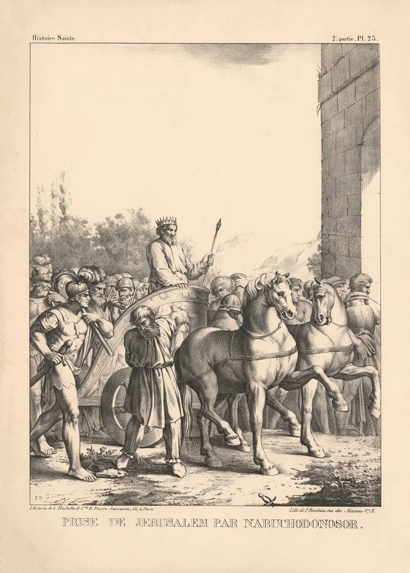 Prise De Jerusalem Par Nabuchodonosor by P. Bineteau - Canvas Print