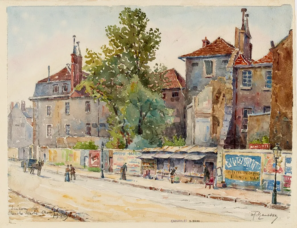 Prison Du Cherche Midi Rue Du Cherche Midi Au Coin Du Boulevard Raspail by Georges-Henri Manesse - Canvas Print