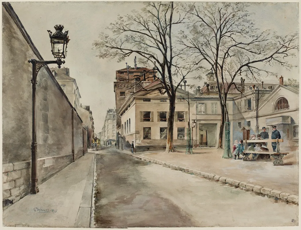 Prison Sainte Pelagie Rue De La Clef En 1895 5eme Arrondissement by Jules-Adolphe Chauvet - Canvas Print