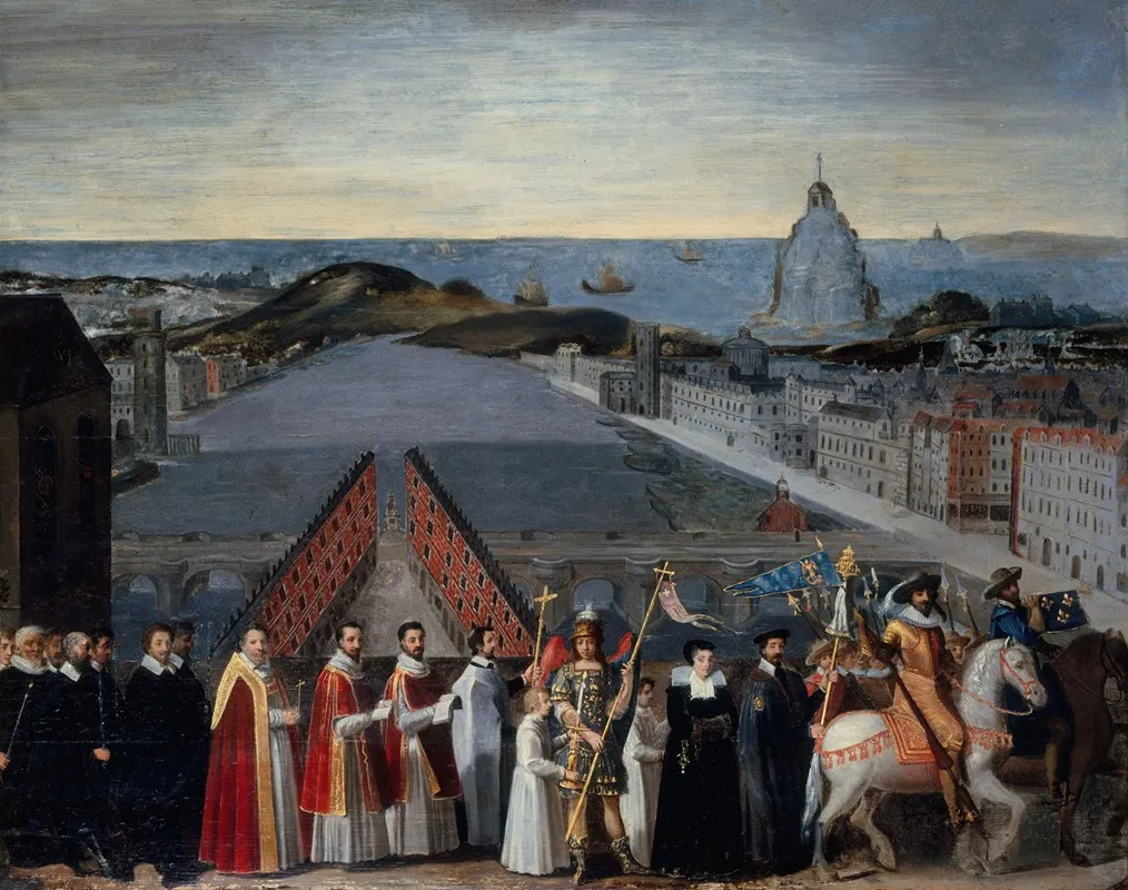 Procession De La Confrerie Parisienne Des Pelerins De Saint Michel Du Mont Sur Le Pont Neuf Actuel 1er Arrondissement