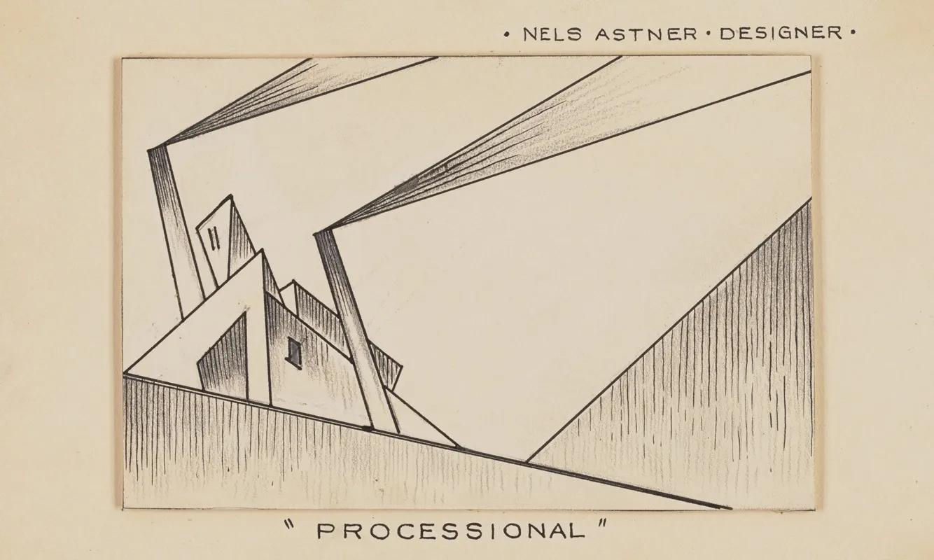 Processional Sketch No 3 Factories And Smokestacks Distortedcubist by Nels Astner - Canvas Print