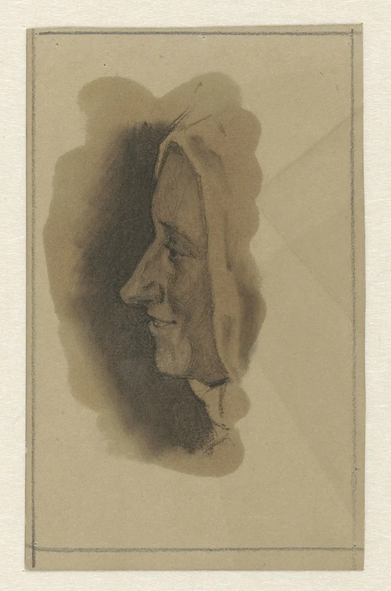 Profiel Van Een Lachende Vrouw by Jan Veth - Canvas Print