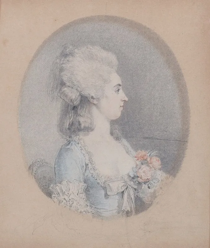 Profile Portrait Of A Woman by Augustin de Saint-Aubin - Canvas Print