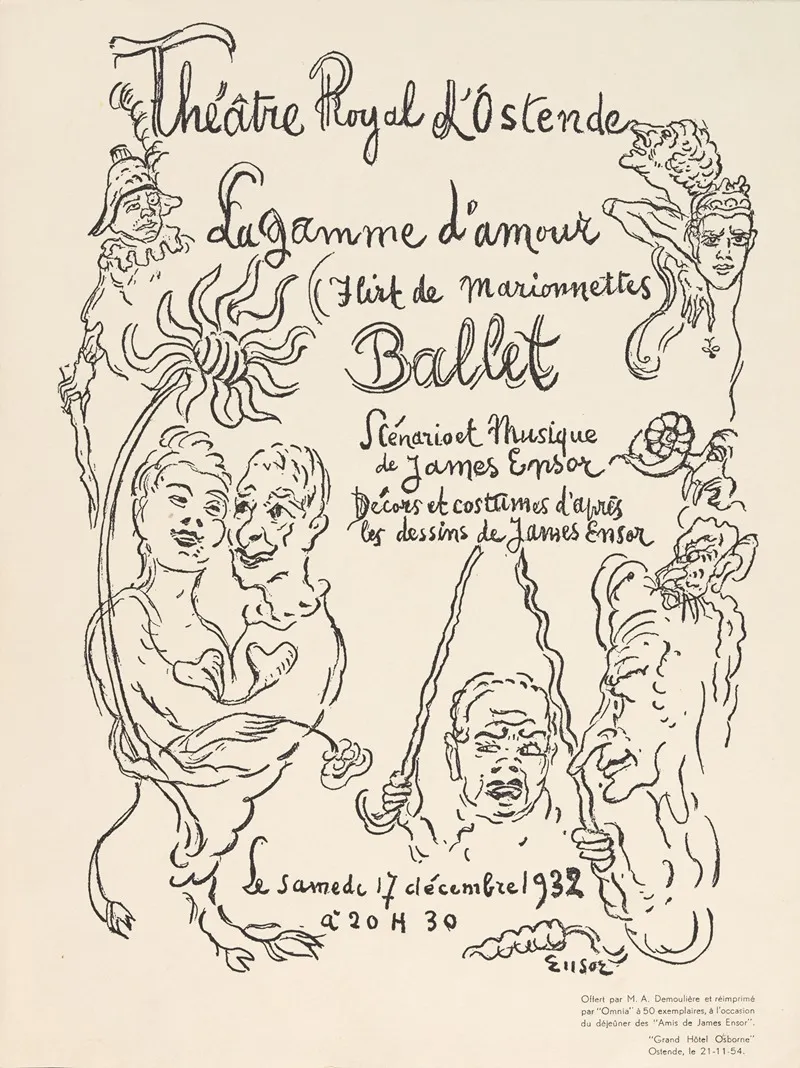 Programma Van De Opvoering Van Het Ballet La Gamme Damour Schouwburg Oostende 17 December 1932