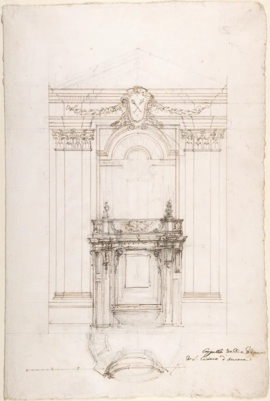 Project For A Chapel In The Church Of San Ciriaco Ancona by Luigi Vanvitelli - Canvas Print