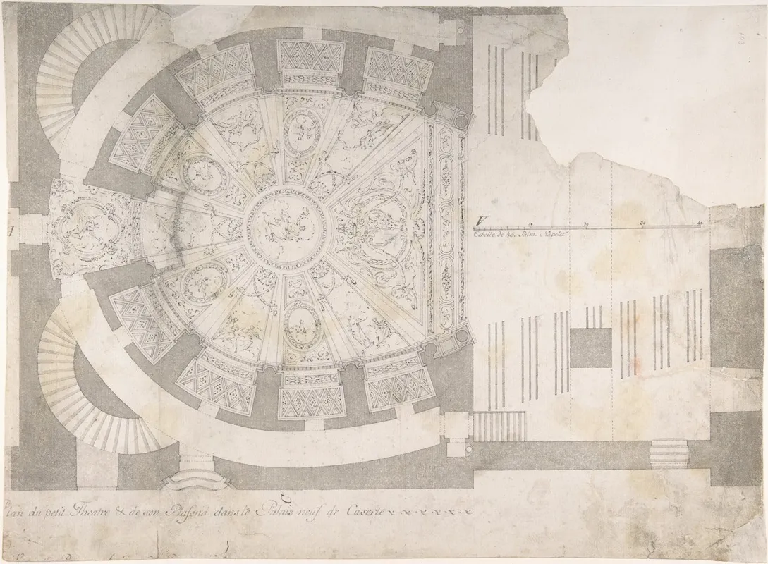 Projection Of Ceiling Over Plan Of The Small Theater In The Palace At Caserta by Luigi Vanvitelli - Canvas Print