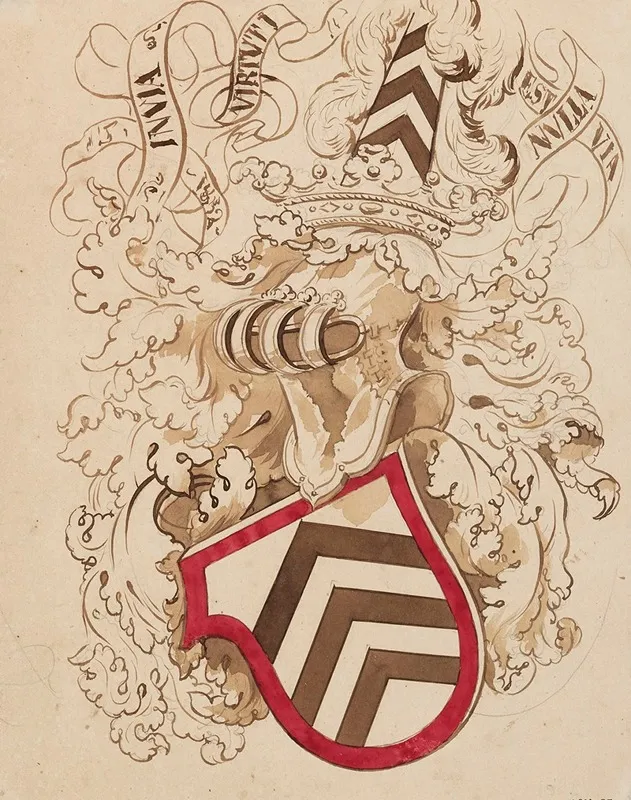 Projet De Decor Pour Un Vitrail Civil A Motif Heraldique 2 by Prosper Lafaye - Canvas Print