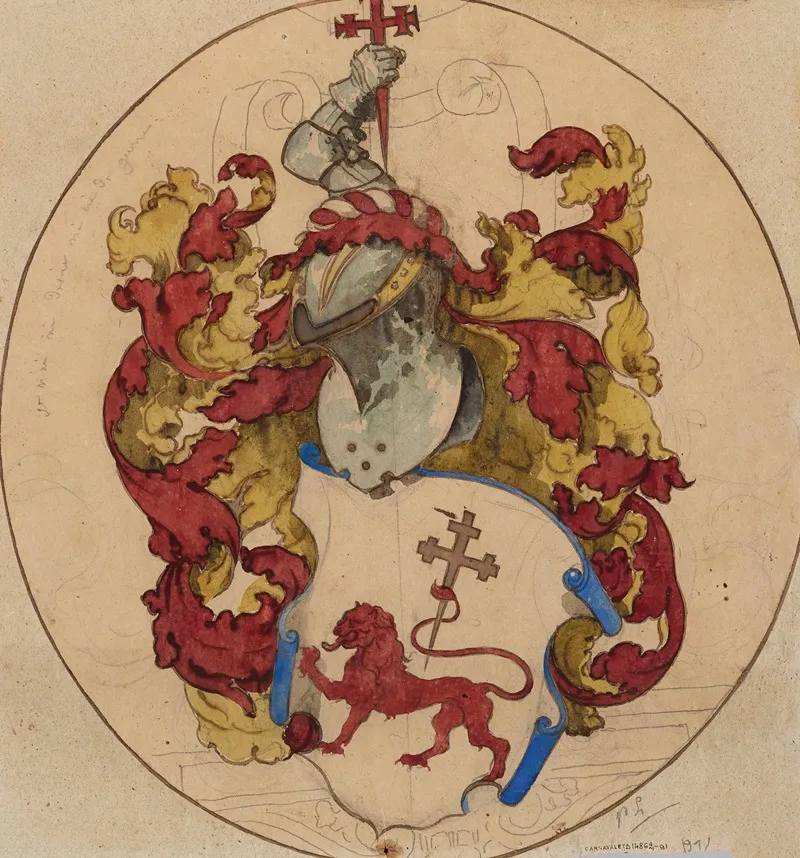 Projet De Decor Pour Un Vitrail Civil A Motif Heraldique 4