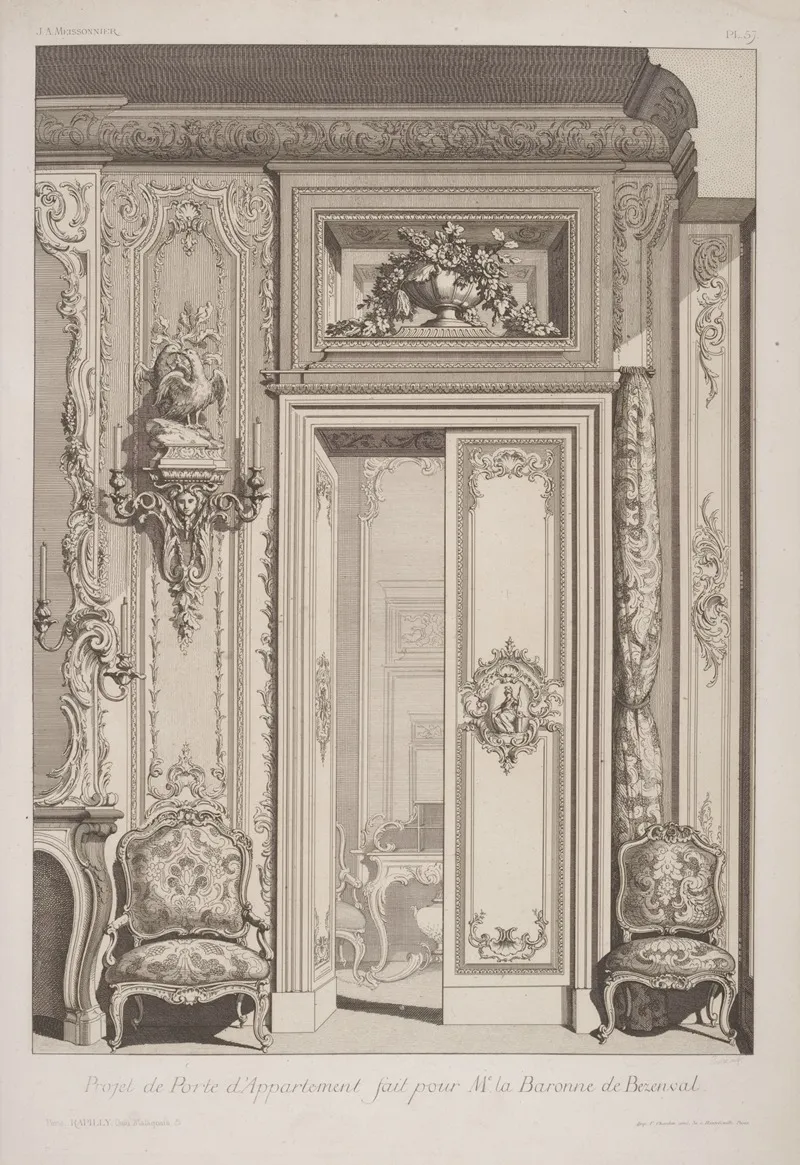 Projet De Porte Dappartement Fait Pour Me La Baronne De Bezenvaul by André-Charles Boulle - Canvas Print
